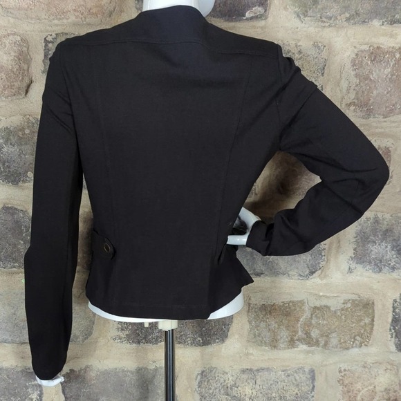 CABI Black Asymmetrical Snap Zip Pointe Moto Jacket Size XS Style 615 Zip Pocket - Picture 6 of 14